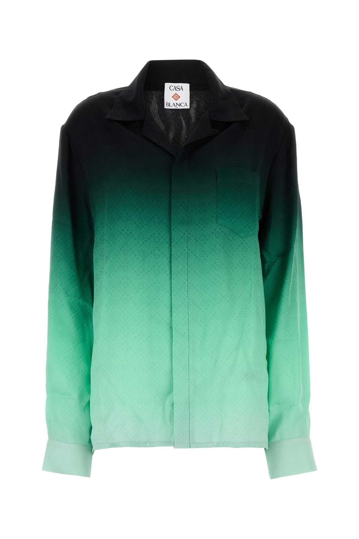 CASABLANCA CUBAN COLLAR LONG SLEEVE SHIRT For Women MAIN: 100% SILK