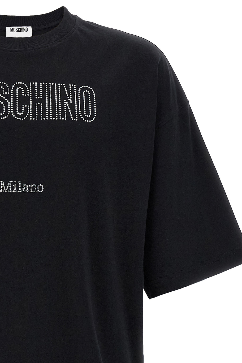 MOSCHINO Rhinestone logo T-shirt For Men 100% cotton