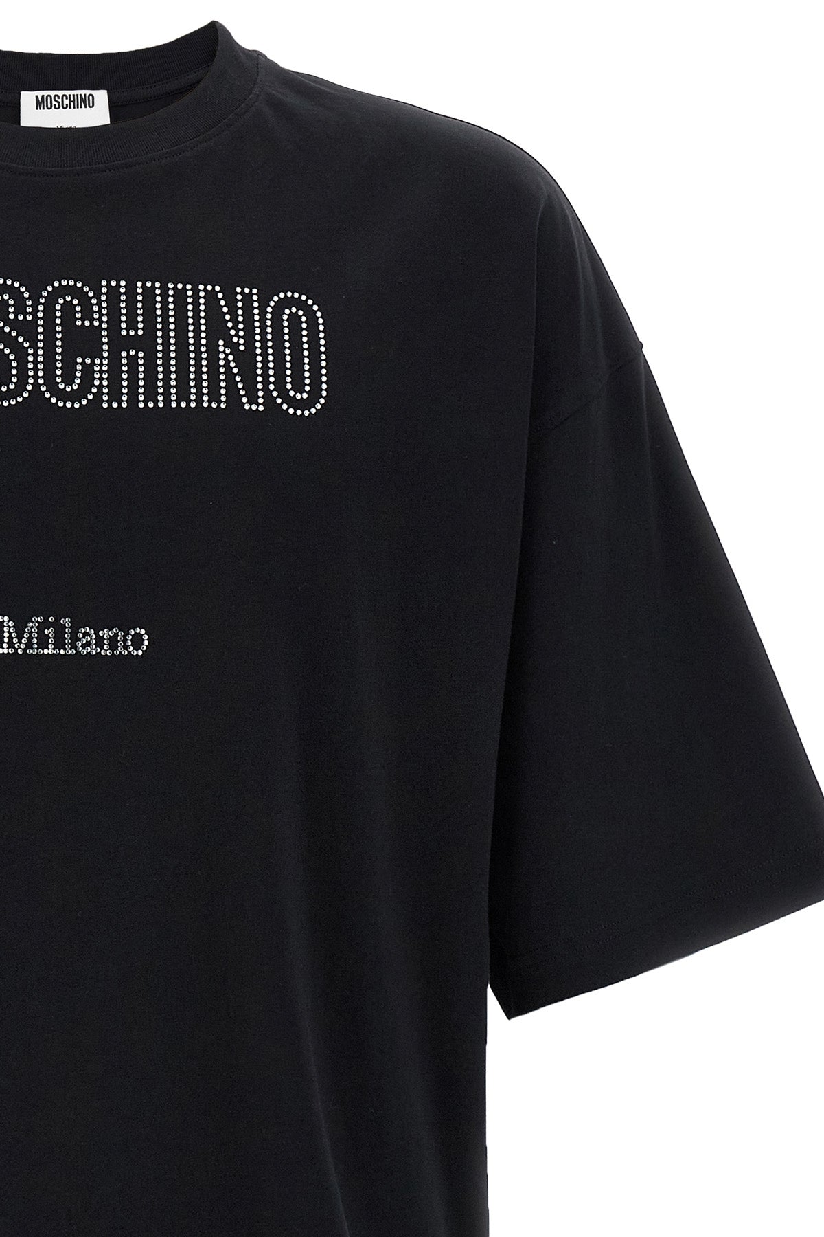 MOSCHINO Rhinestone logo T-shirt For Men 100% cotton