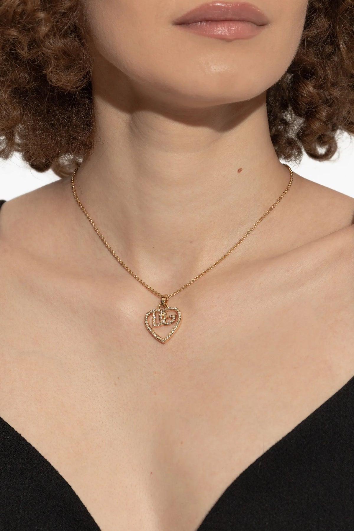 DOLCE & GABBANA Strass logo necklace For Women 95% brass 5% glass