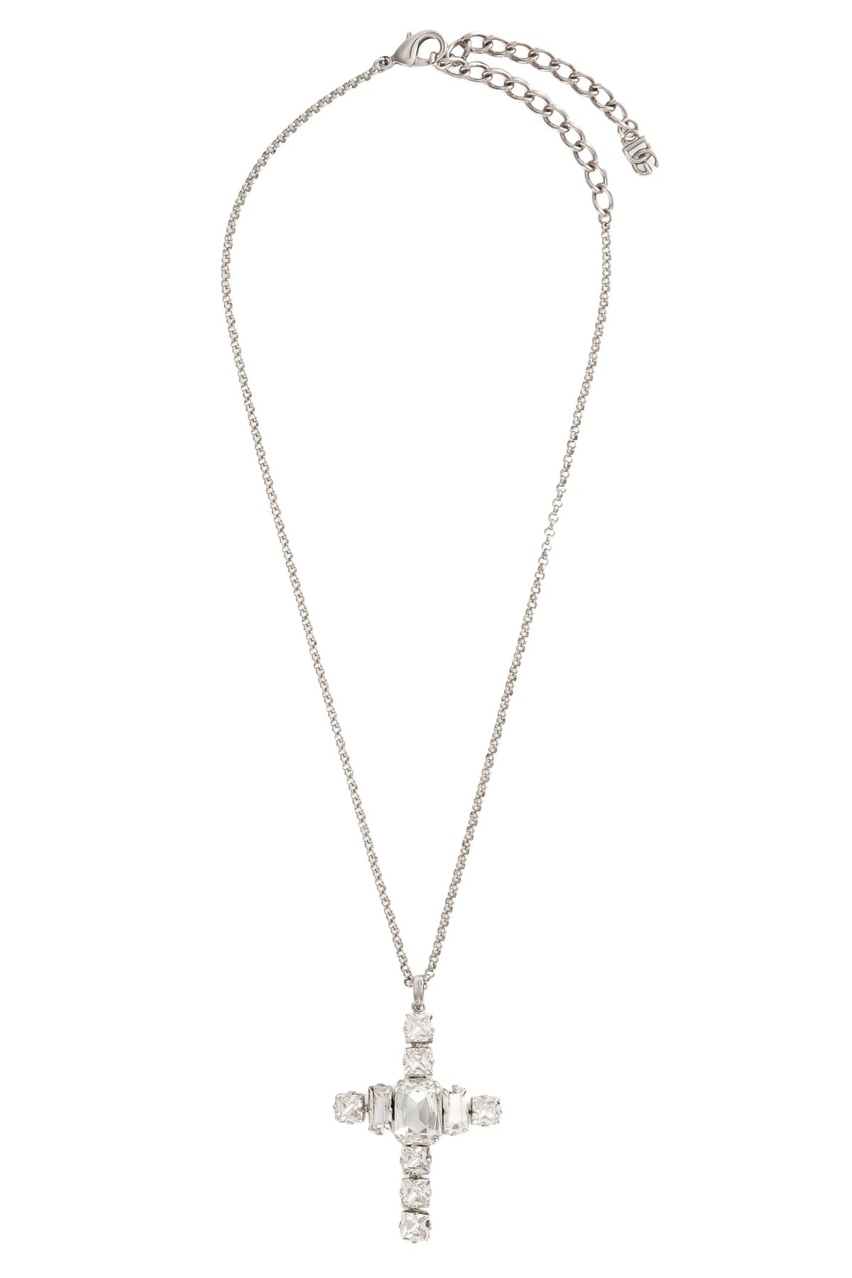DOLCE & GABBANA Rhinestone cross necklace For Women 80% brass, 20% glass