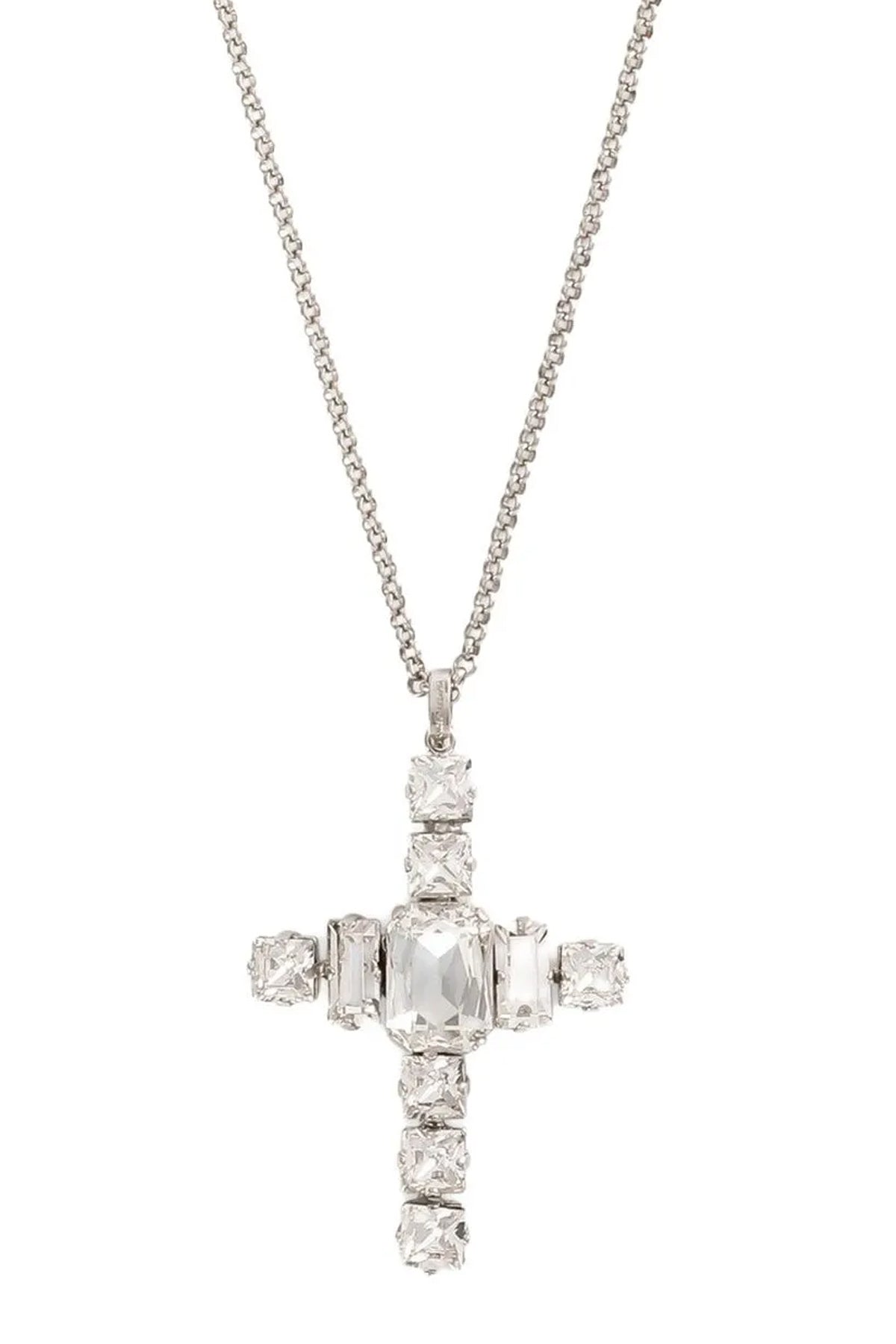 DOLCE & GABBANA Rhinestone cross necklace For Women 80% brass, 20% glass