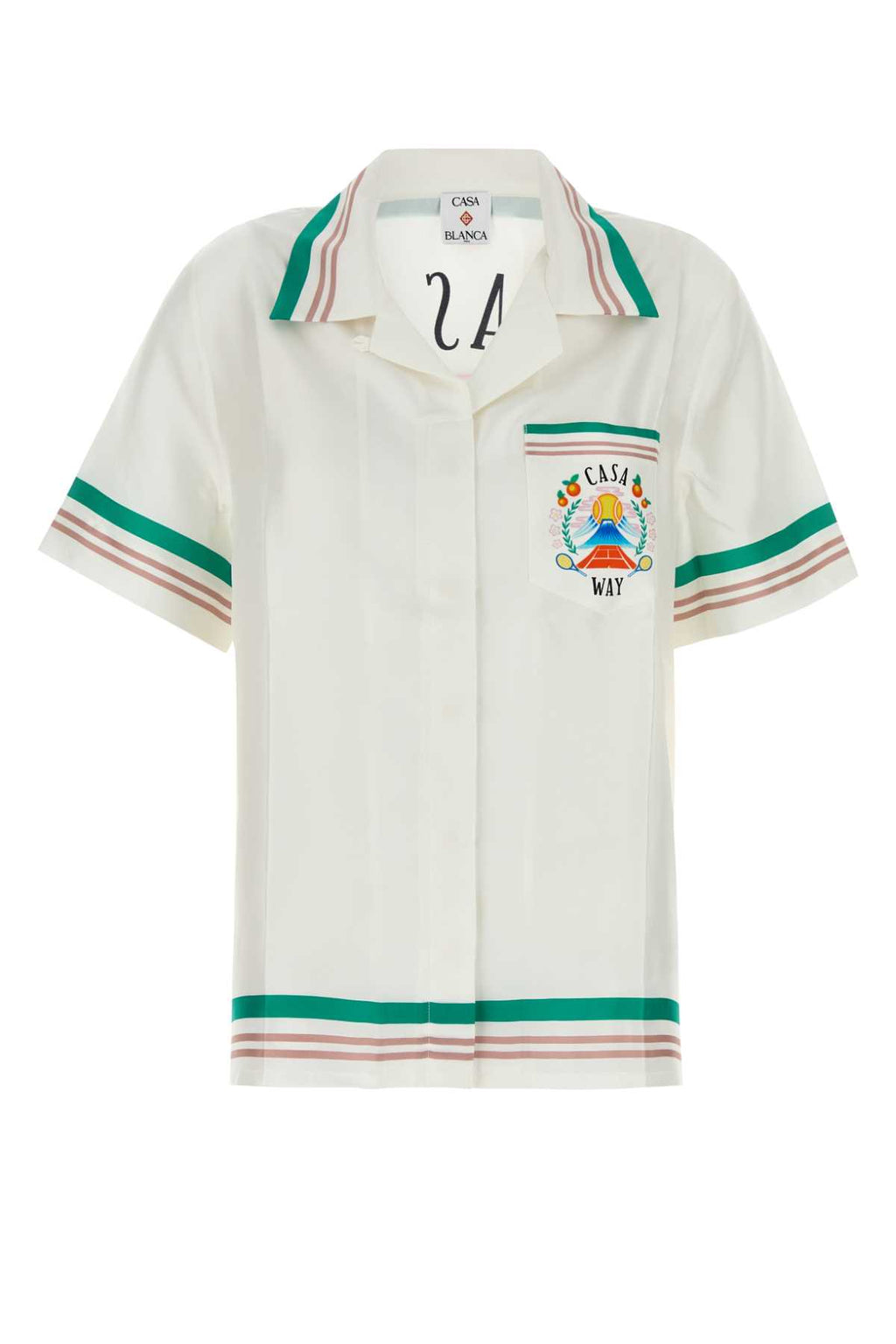 CASABLANCA CUBAN COLLAR SHORT SLEEVE SHIRT For Women MAIN: 100% SILK