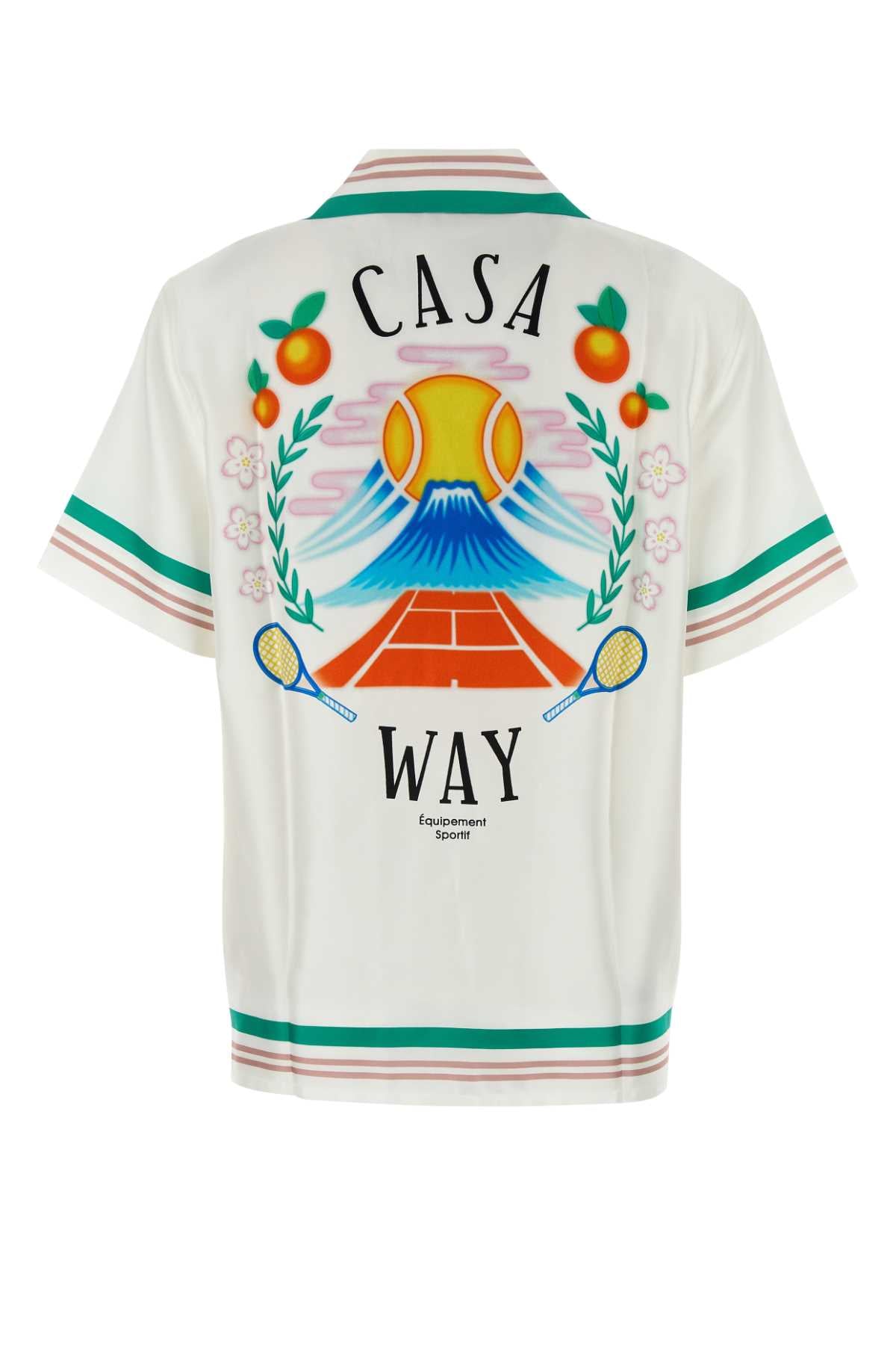 CASABLANCA CUBAN COLLAR SHORT SLEEVE SHIRT For Women MAIN: 100% SILK