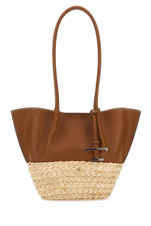 TOD'S BUX SHOPPING PICCOLA For Women Exterior: 100% Leather 100% Raffia Finishing: Silver metal