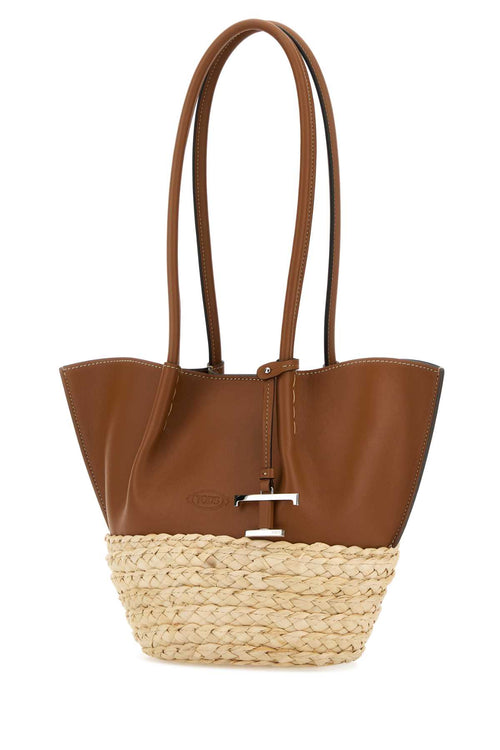 TOD'S BUX SHOPPING PICCOLA For Women Exterior: 100% Leather 100% Raffia Finishing: Silver metal