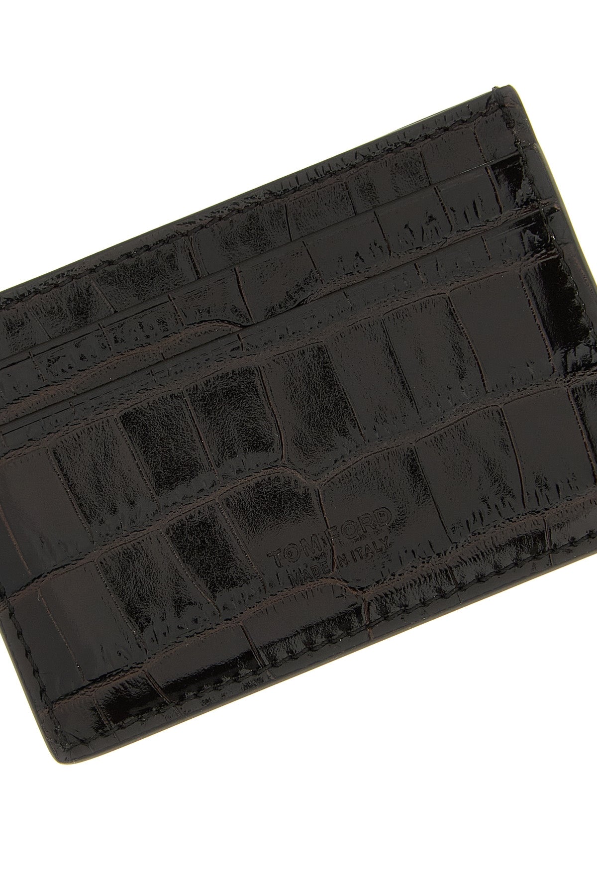TOM FORD Crocodile leather card holder For Men 100% calfskin leather (Bos Taurus)