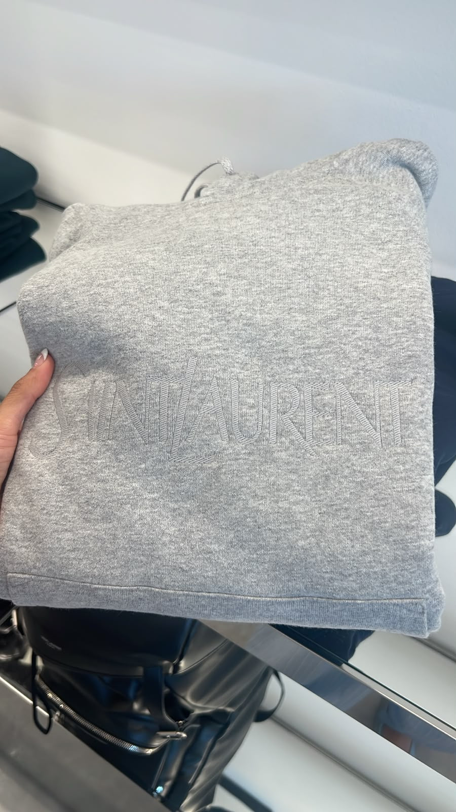 Embroidered Hoodie in Grey Cotton Jersey