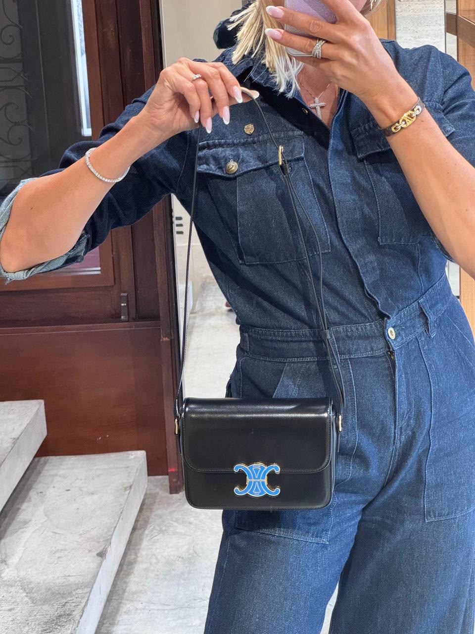 Teen Triomphe Bag in Shiny Calfskin