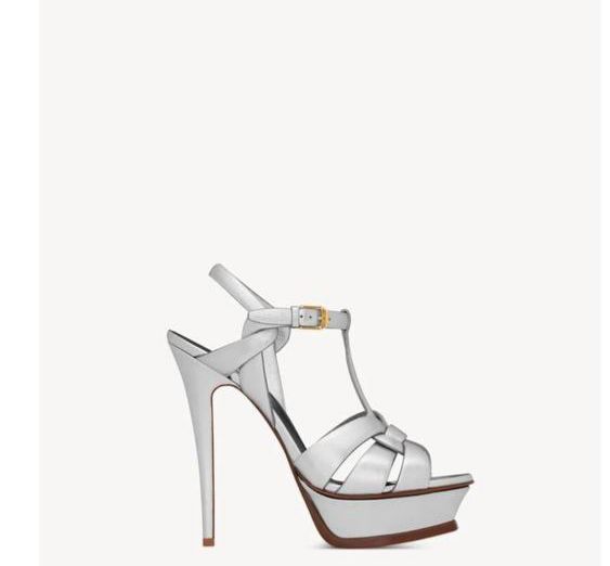 Tribute Platform Sandals in Metallic Leather