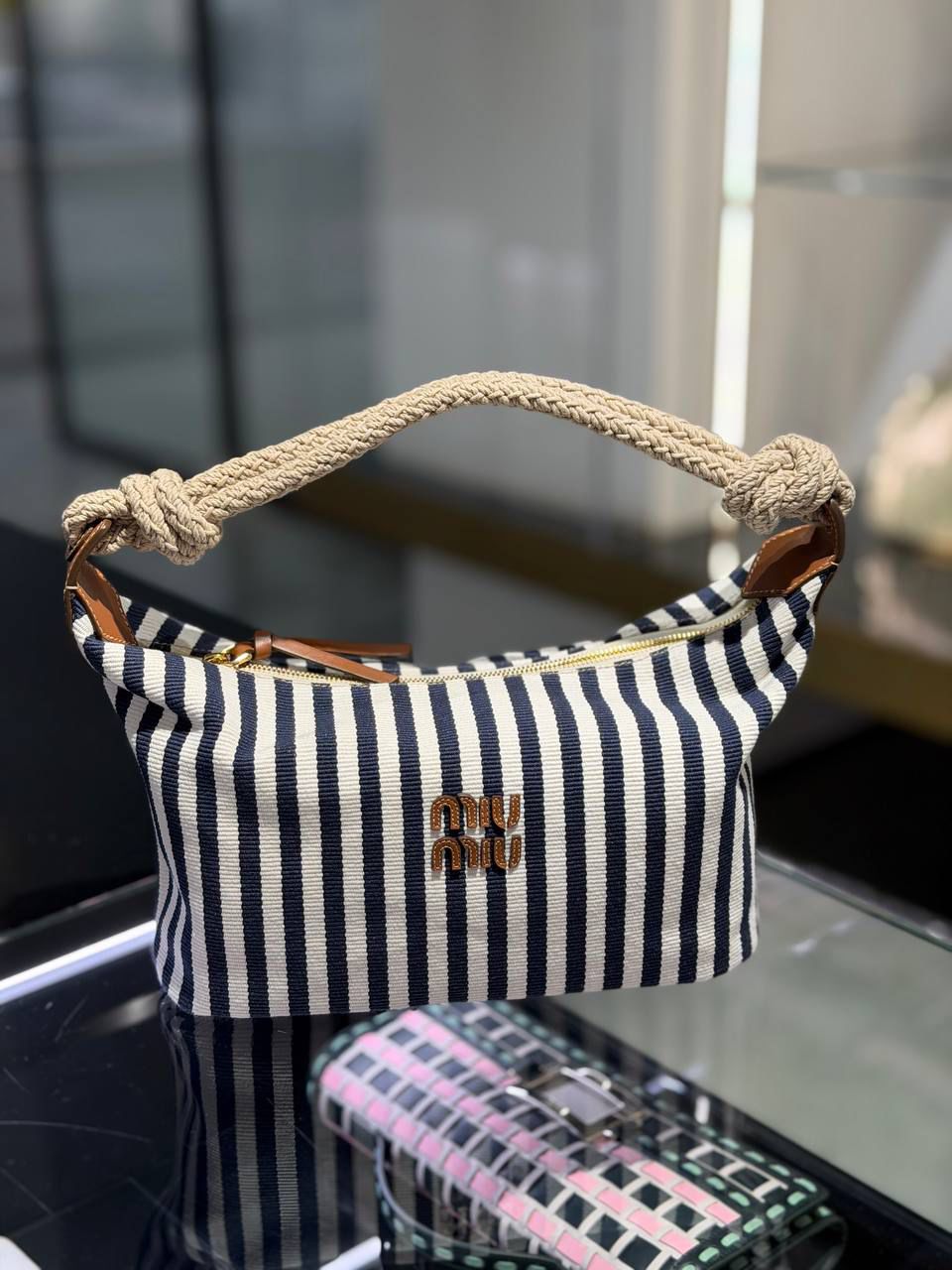 Striped Canvas Hobo Bag