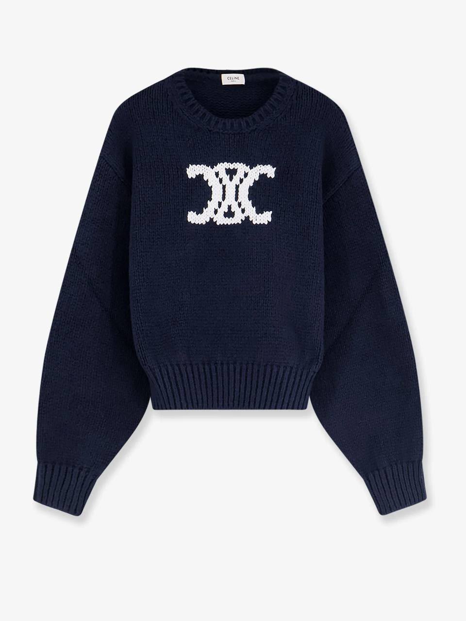Loose Sweater in Wool with Triomphe Embroidery