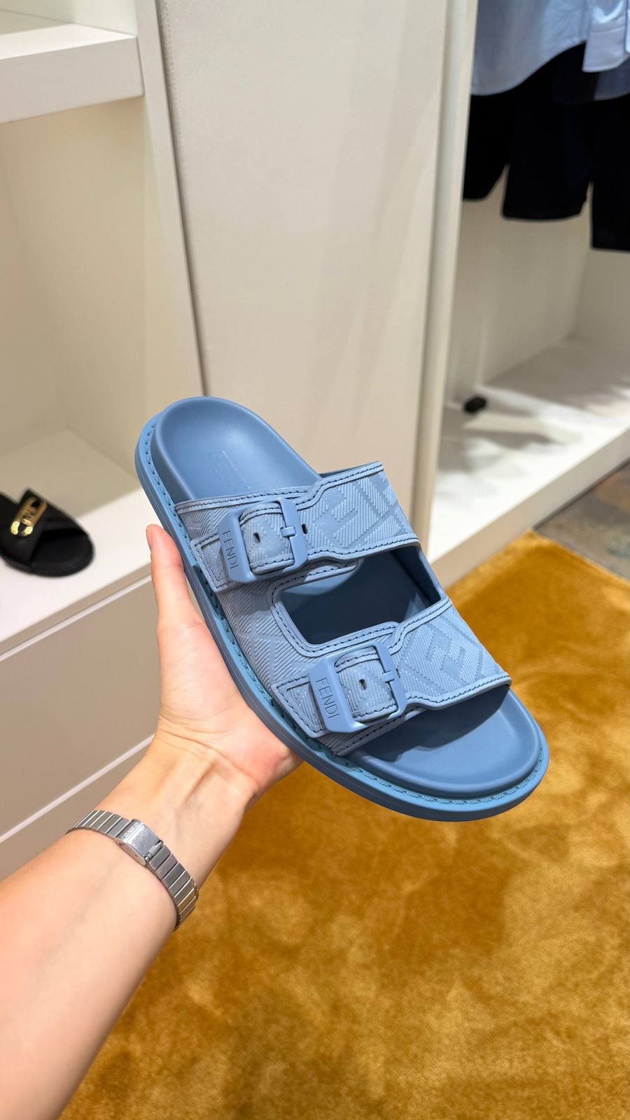 FF-embossed buckle slides