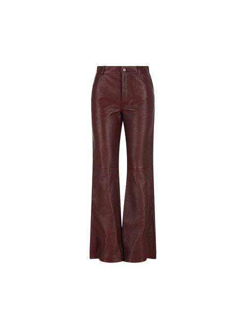 Pantaloni svasati in pelle di agnello