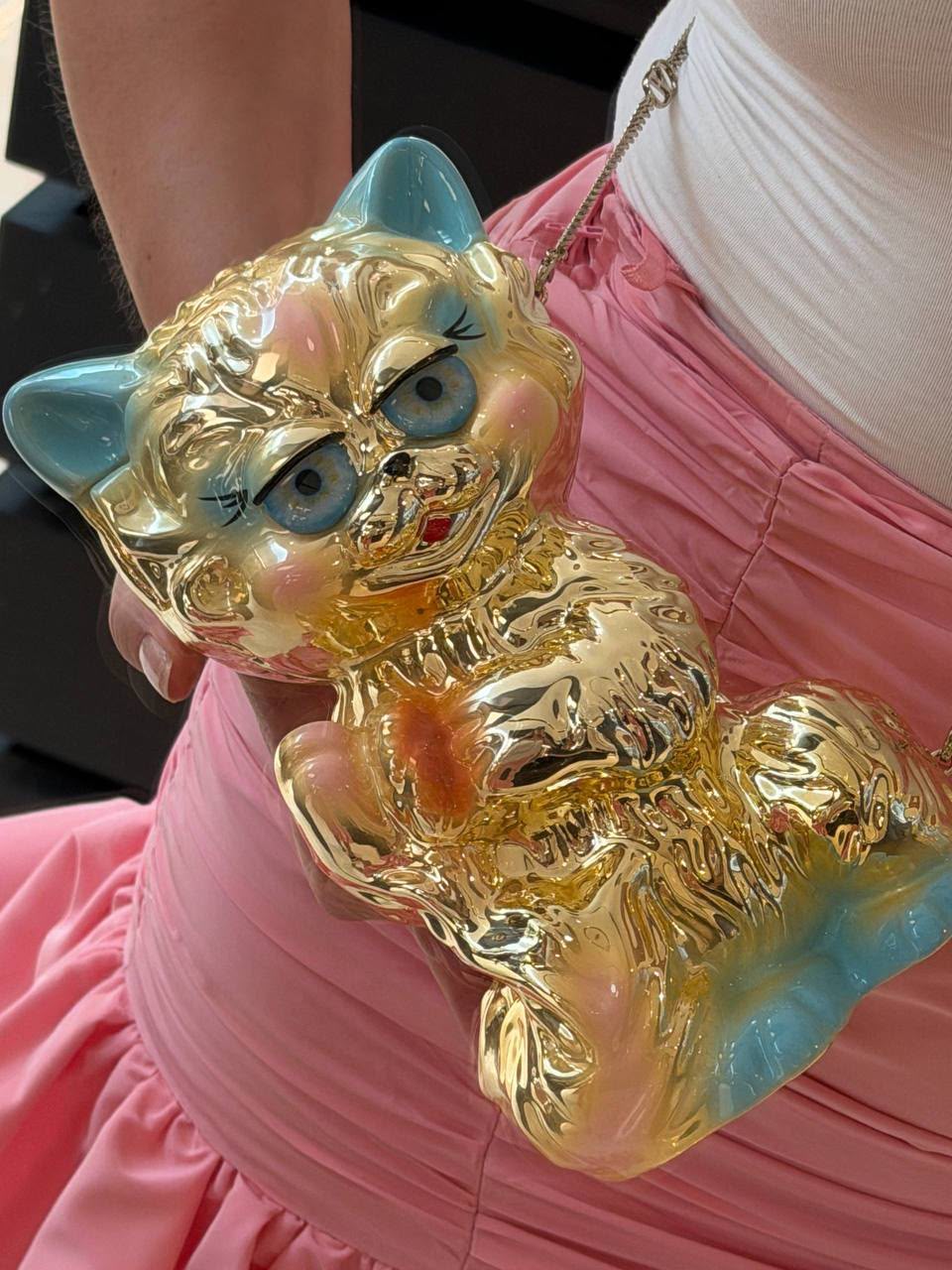 Cat-Shaped Metallic Crossbody Bag