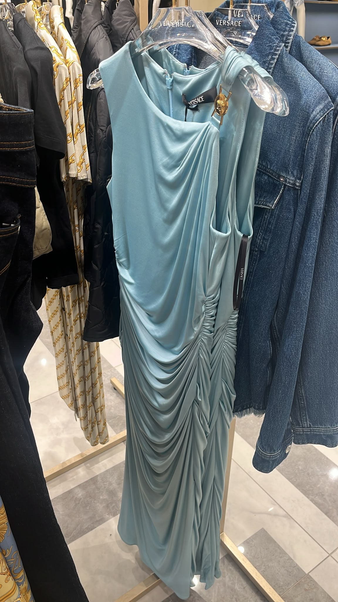 Medusa Hardware Ruched Midi Dress