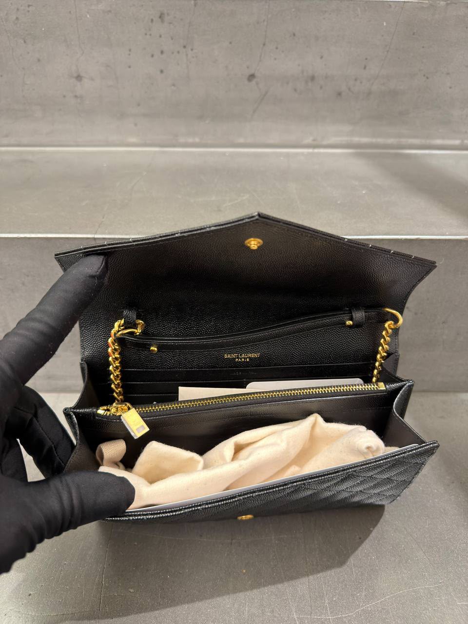 Envelope Clutch in Grain de Poudre Embossed Leather