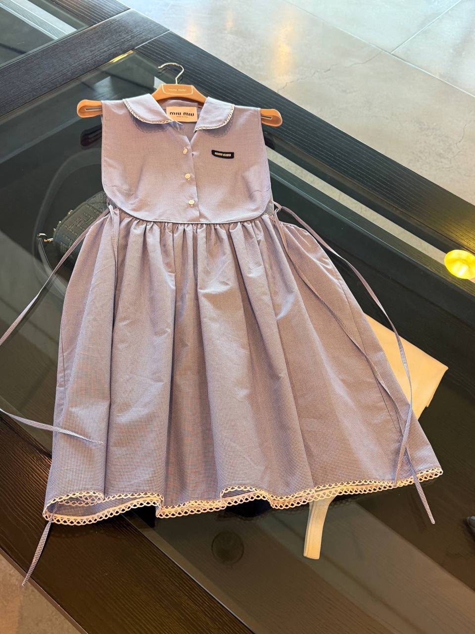 Gingham check poplin dress