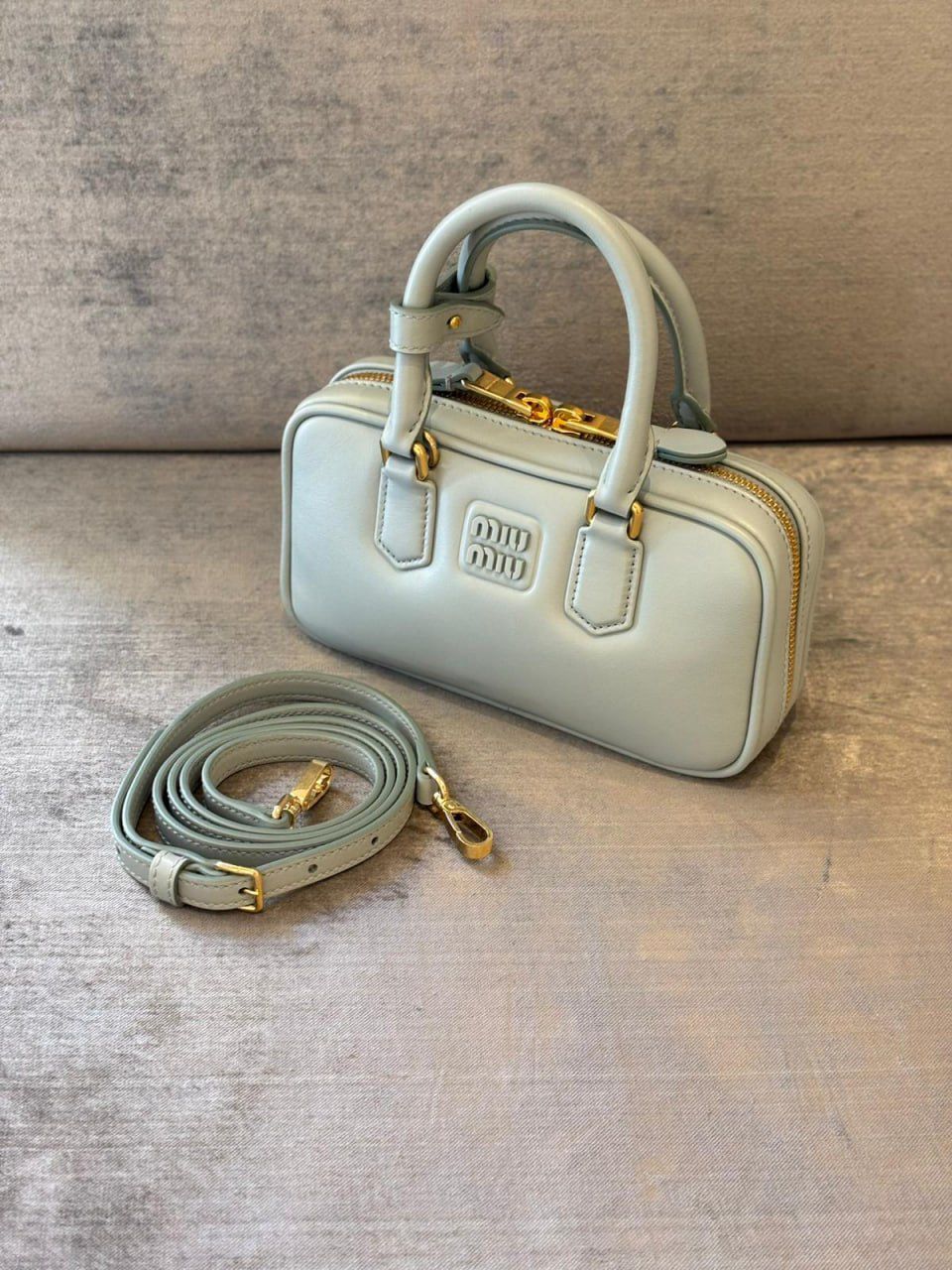 Miu Wander Matelassé Nappa Leather Mini Bag