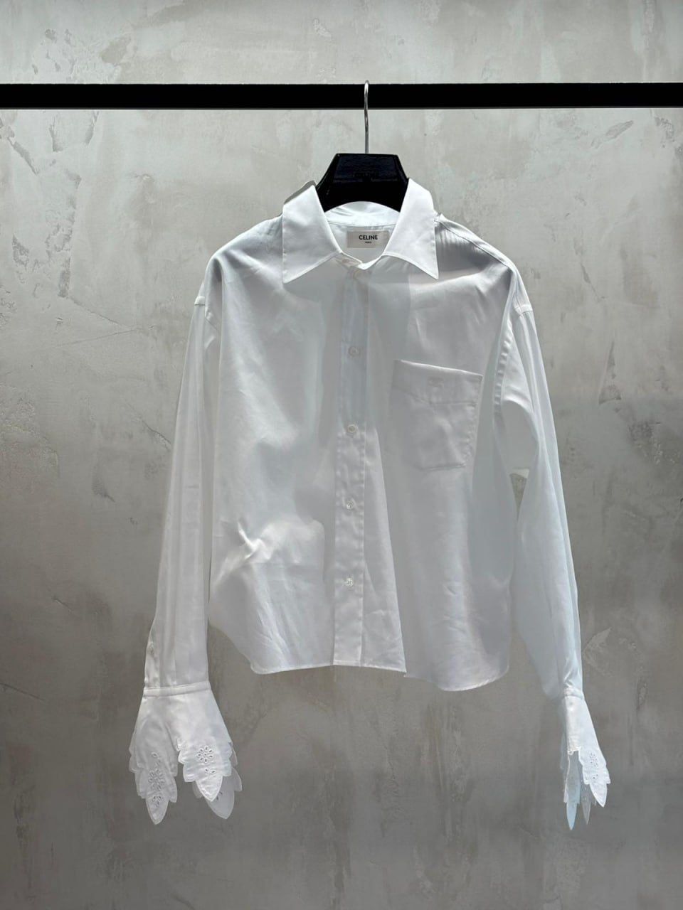 Classic Shirt in Cotton Poplin with Embroidered Cuffs