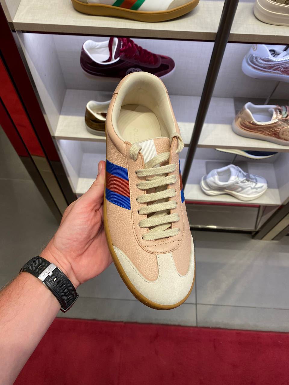 Men's Leather Sneaker with Web