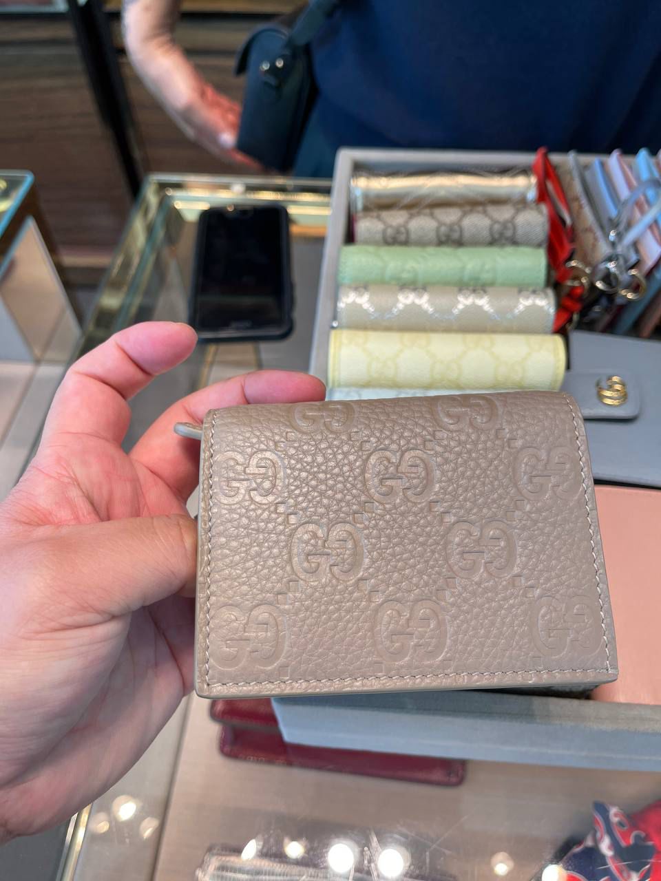 GG Embossed Card Case Wallet