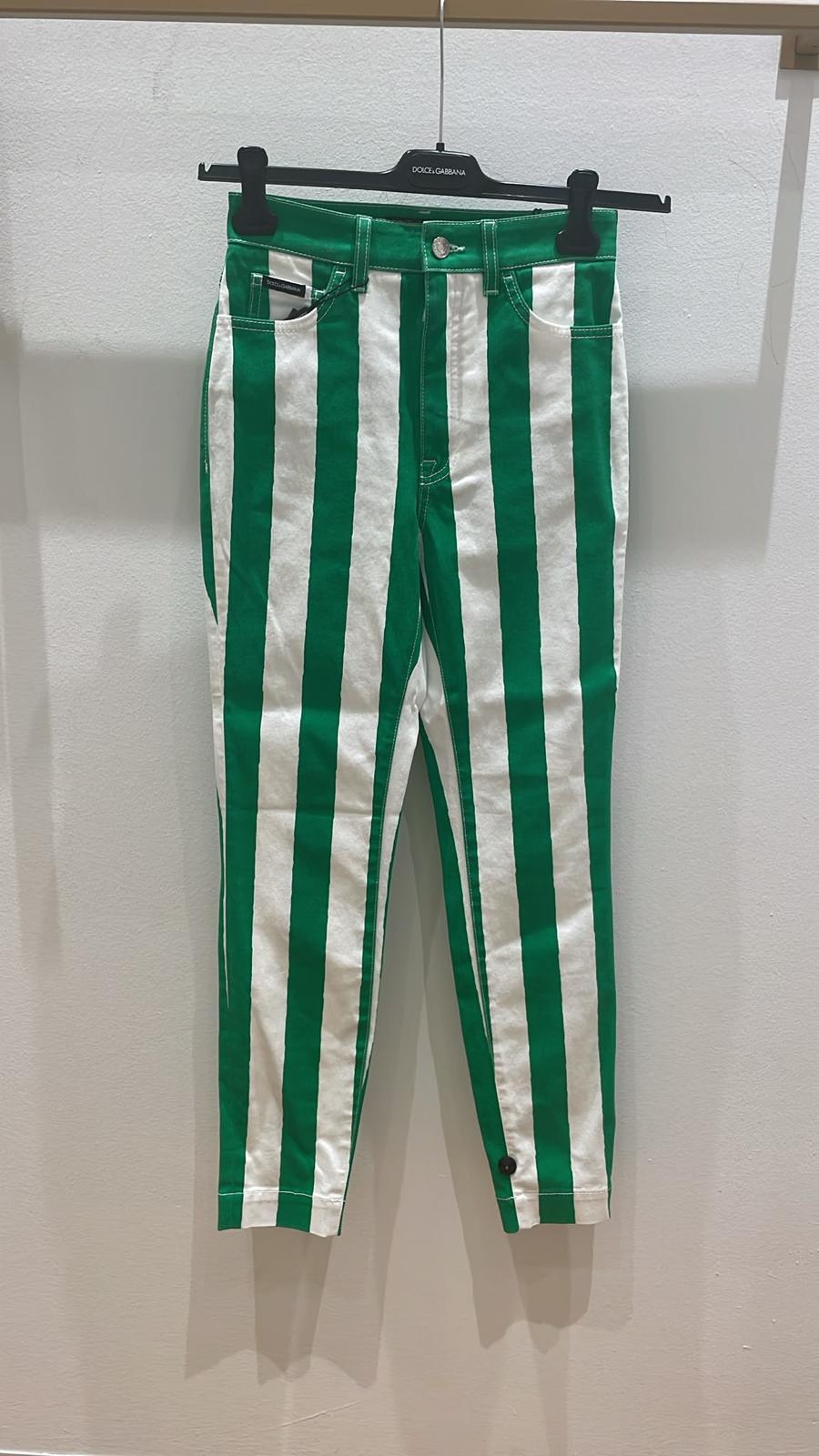 High-waisted striped denim pants