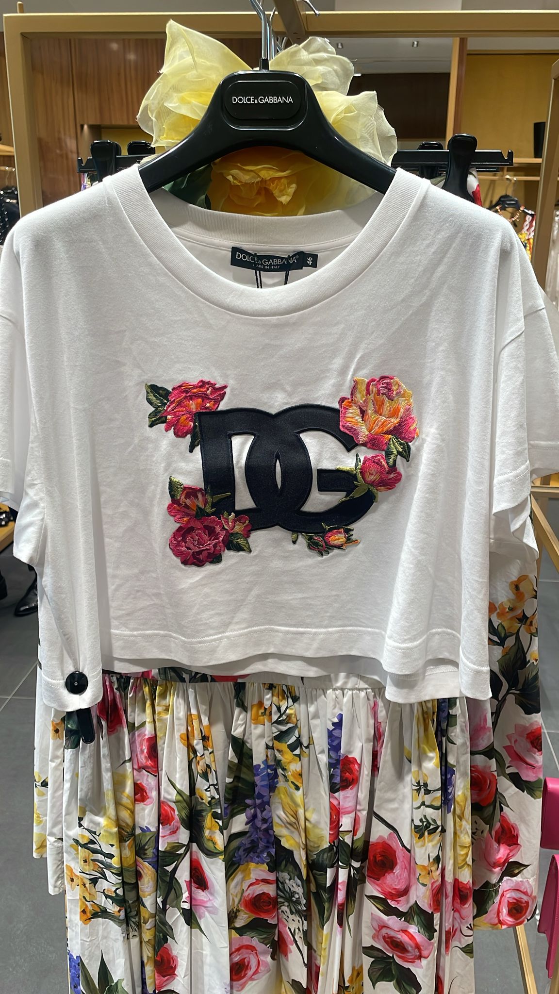 DG Logo Embroidered Floral Crop T-Shirt