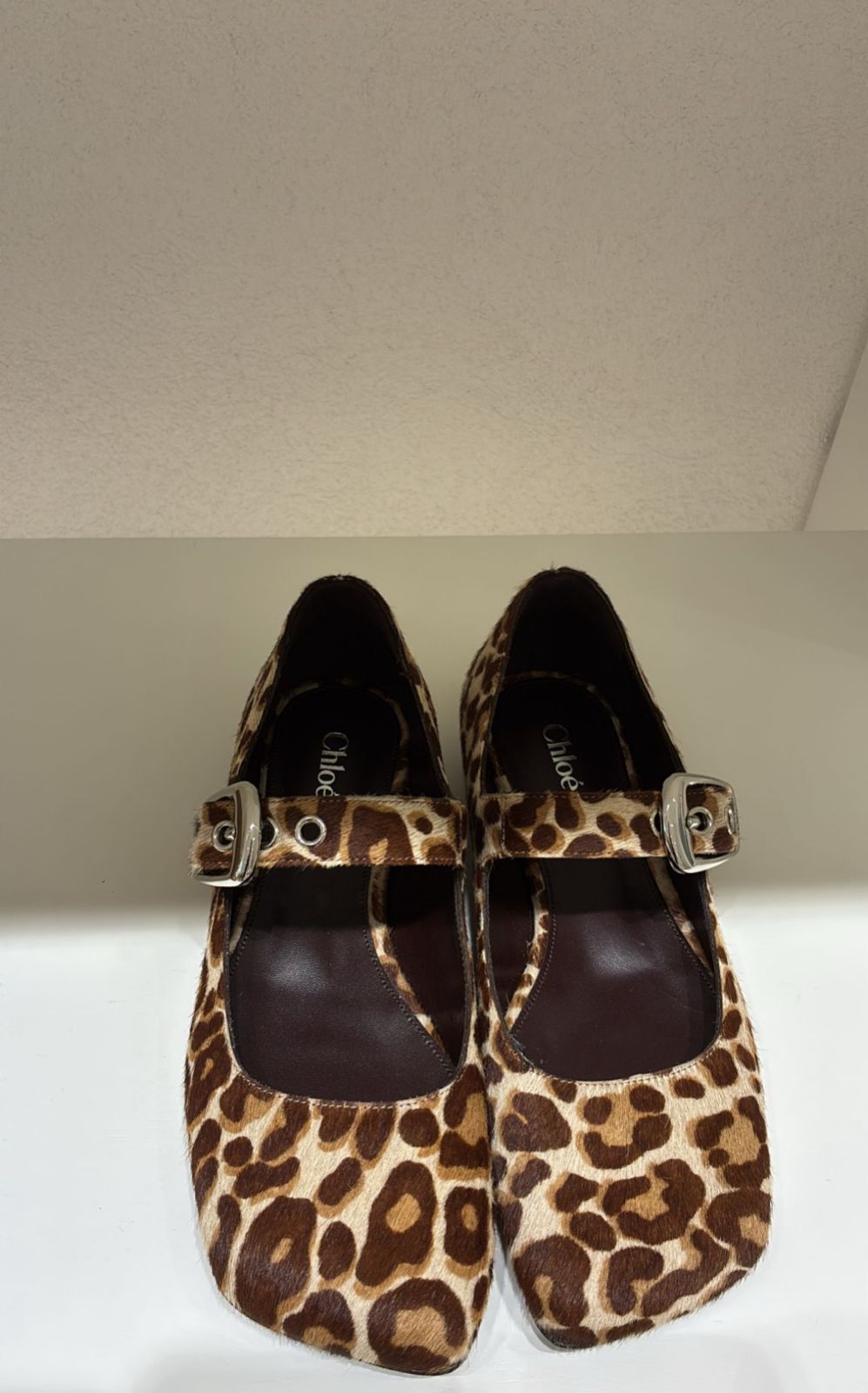 Crocodile-effect leather Mary Jane flats