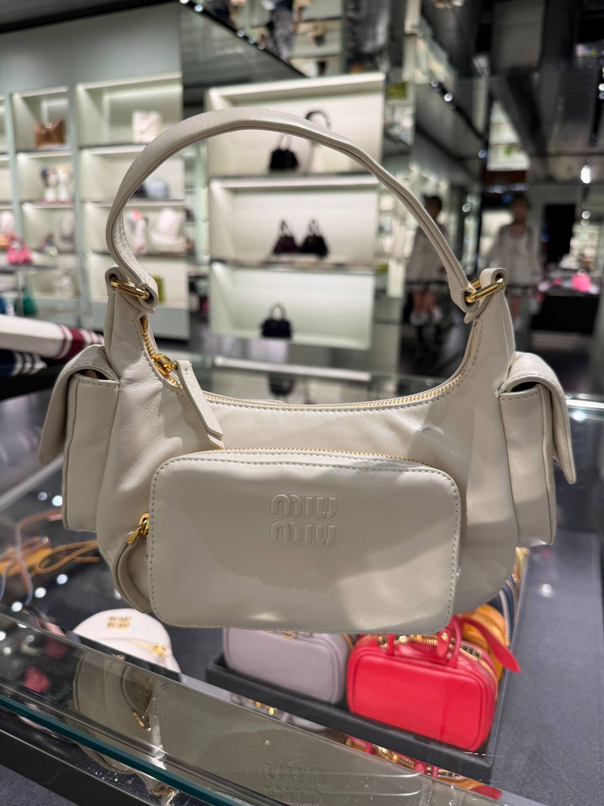 Miu Wander Matelassé Nappa Leather Hobo Bag