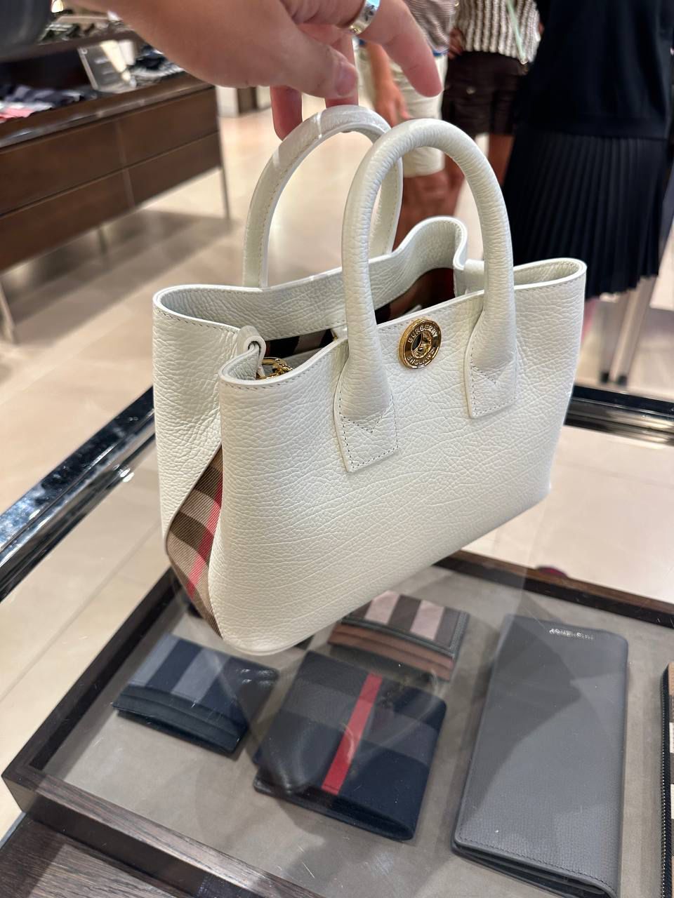 Small Leather and Check Tote Bag