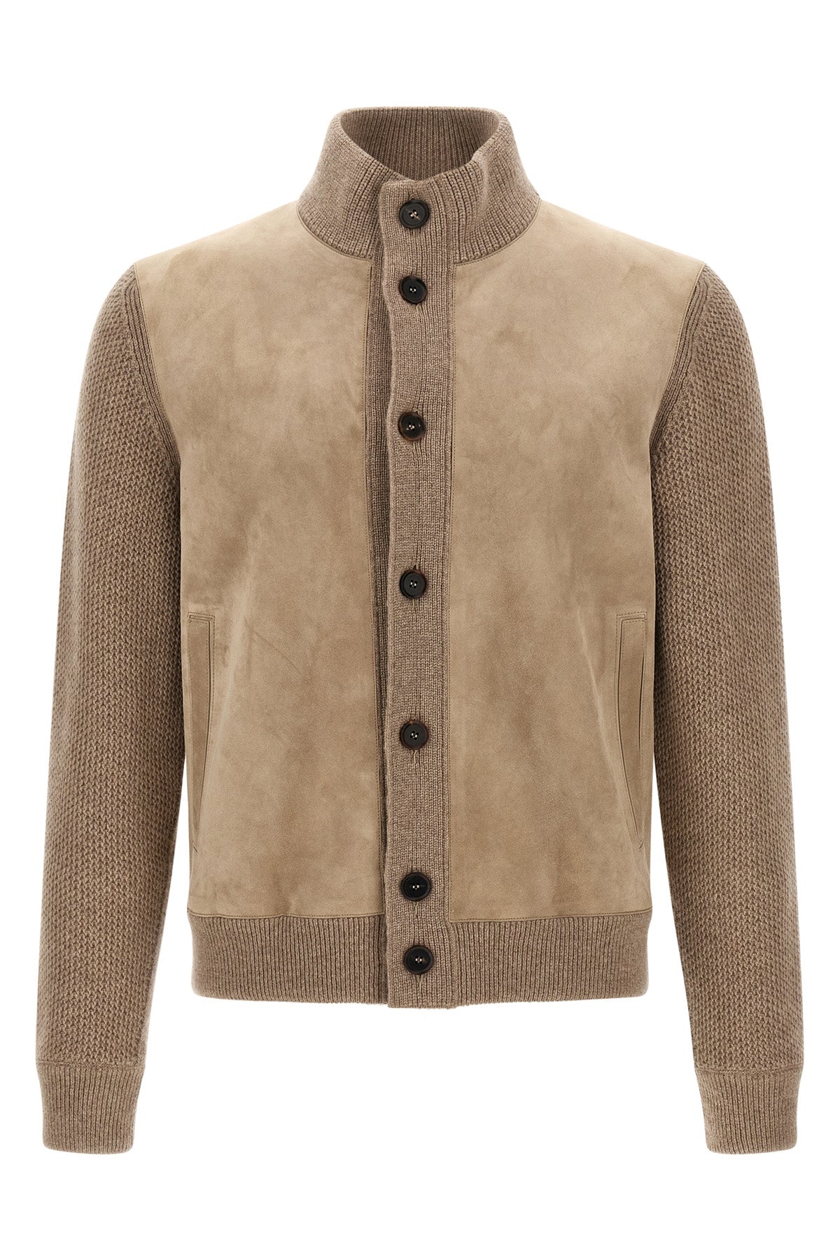 Suede panel cardigan