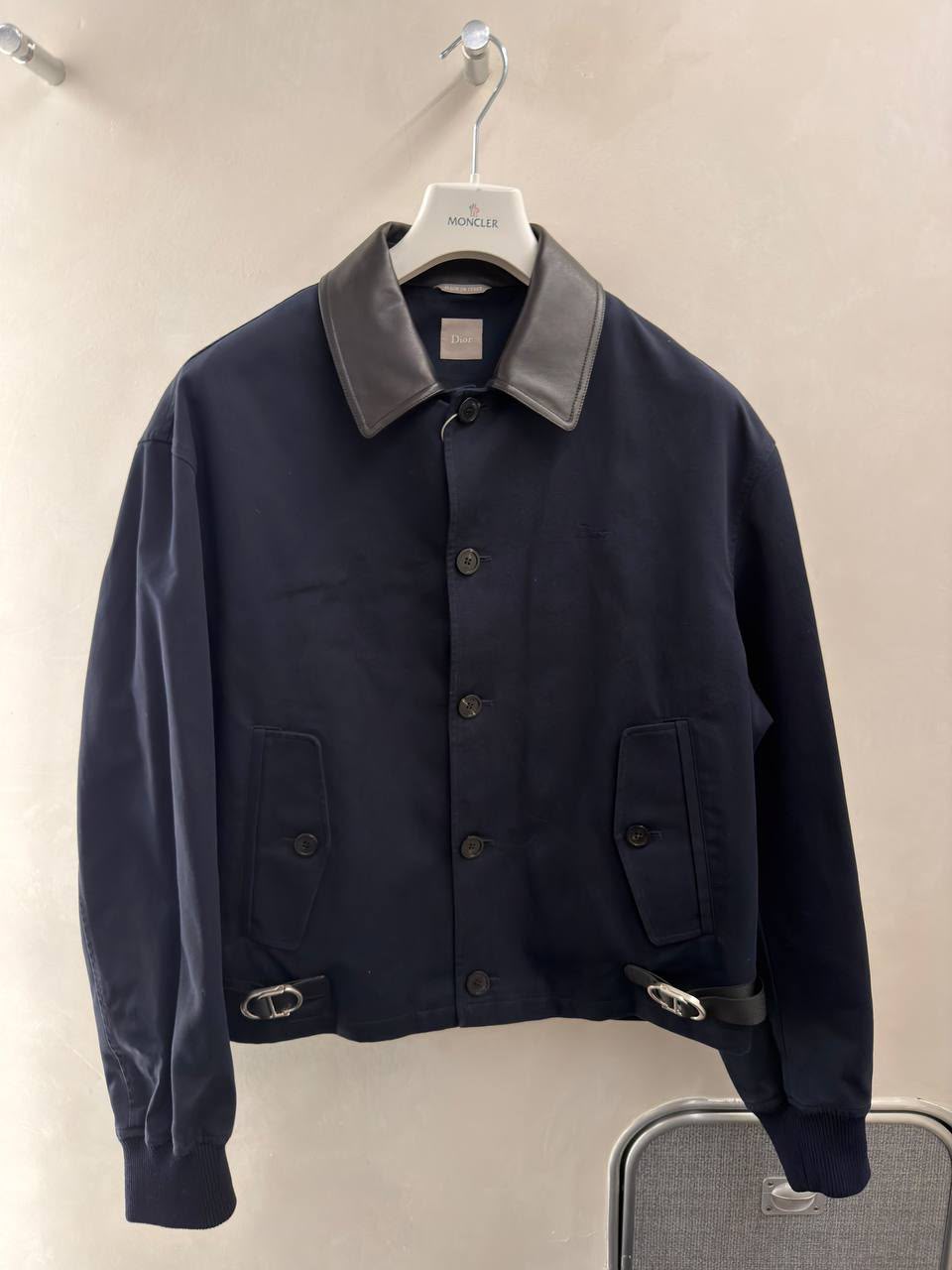 Men's Harrington Jacket with Leather Collar
