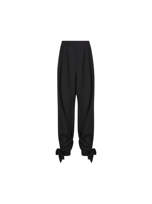 Tie-Detail Pleated Trousers