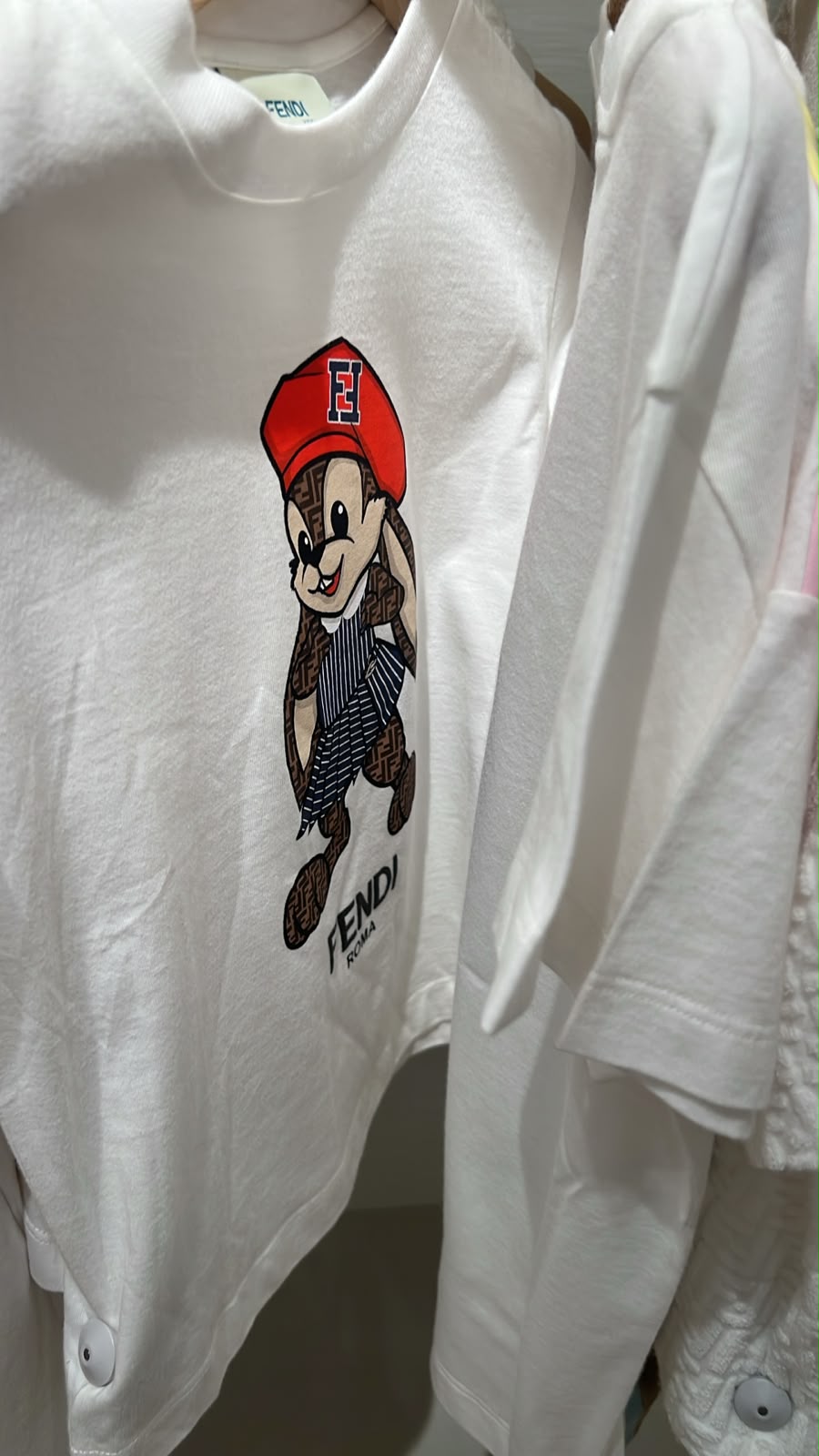 Kids White Cotton T-Shirt with Bear Graphic