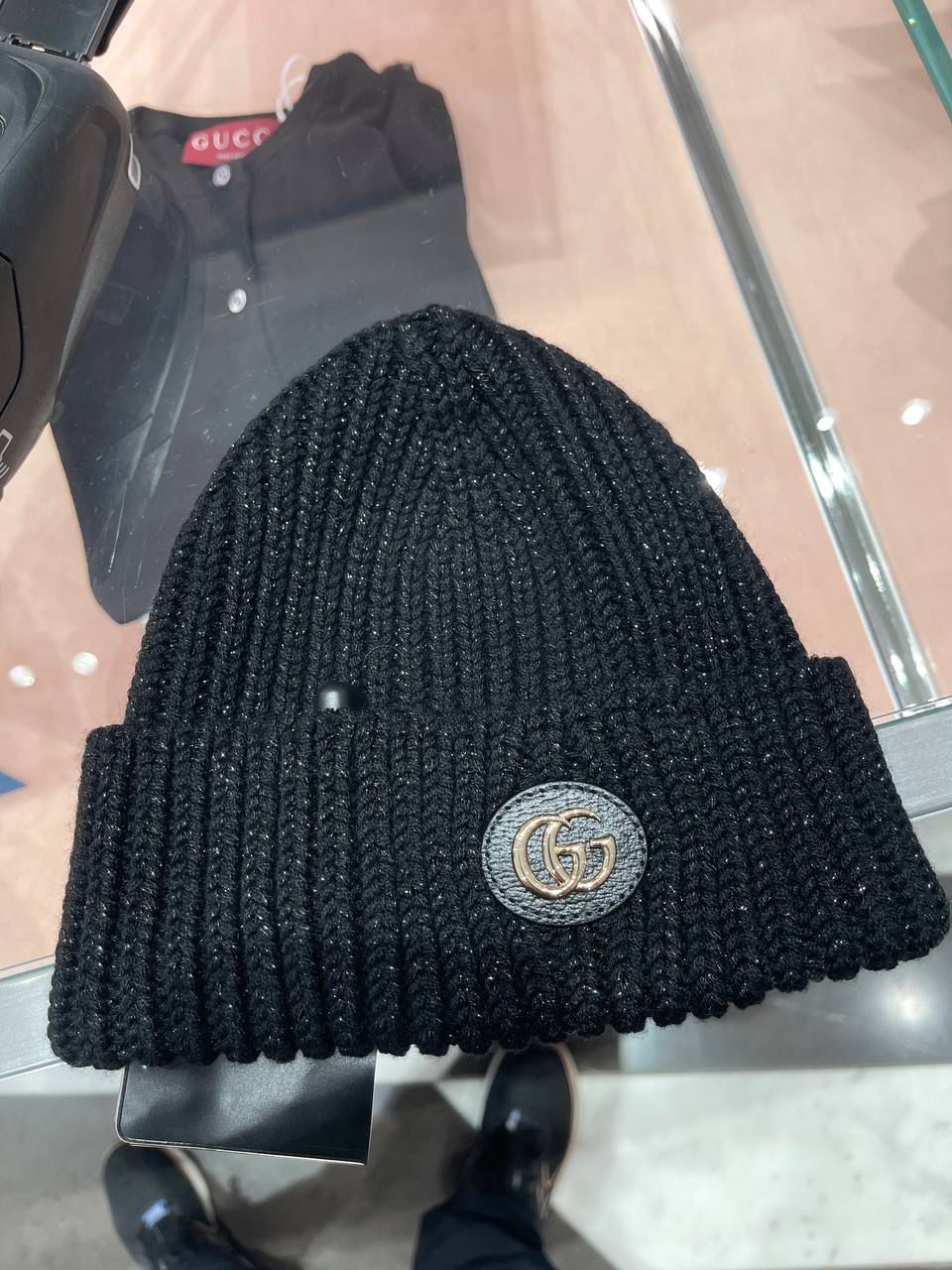 Ribbed wool beanie with Double G