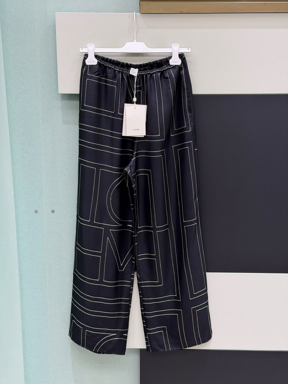 Monogram Silk Wide-Leg Trousers