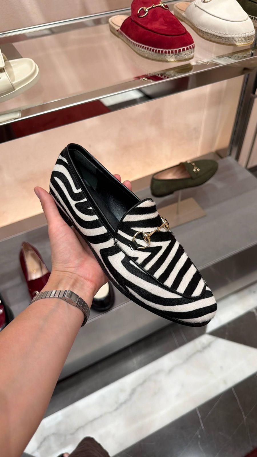 Horsebit Loafer in Zebra Print Haircalf