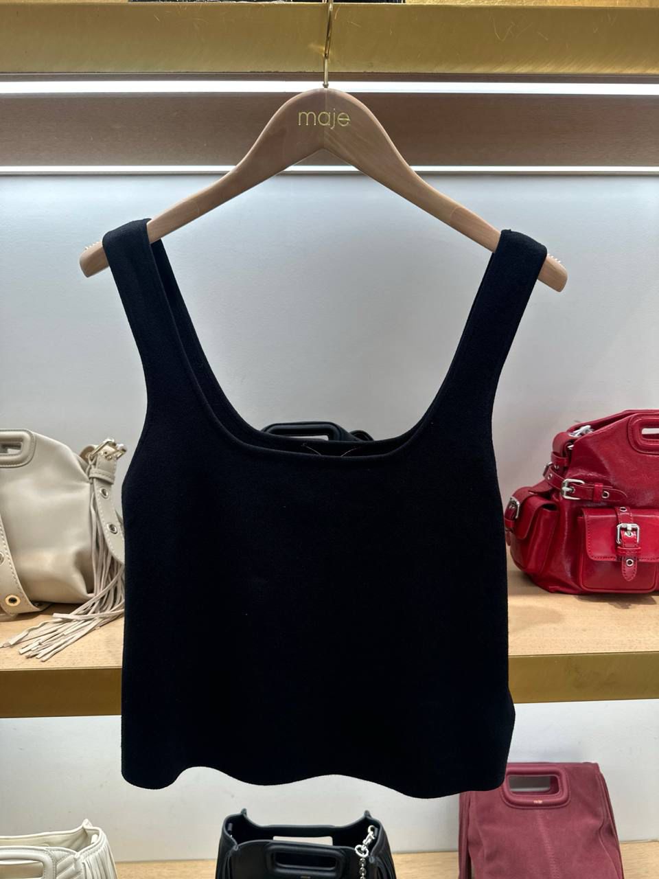 Square-neck knit tank top
