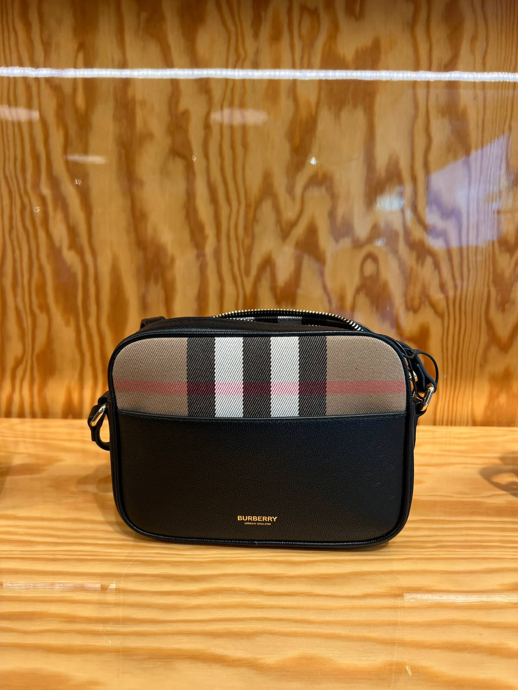Mini Check and Leather Camera Bag