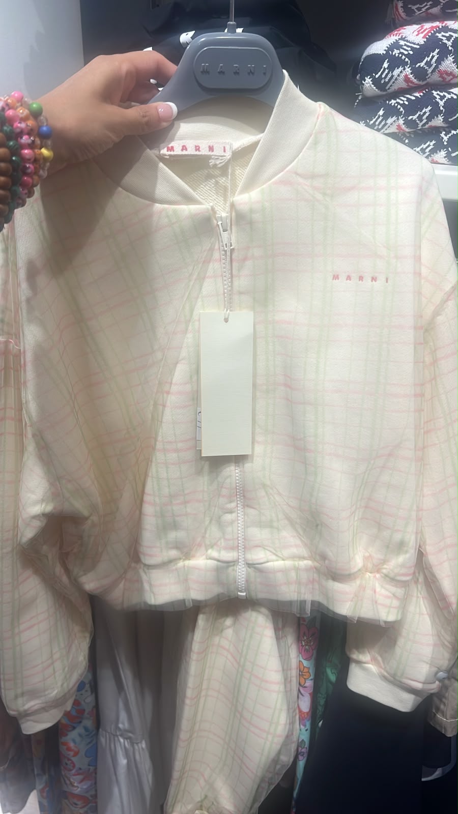 Checkered Zip-Up Bomber Jacket