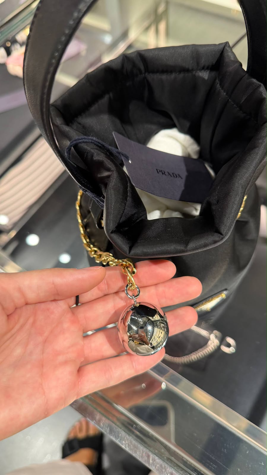Re-Nylon and Leather Bucket Bag
