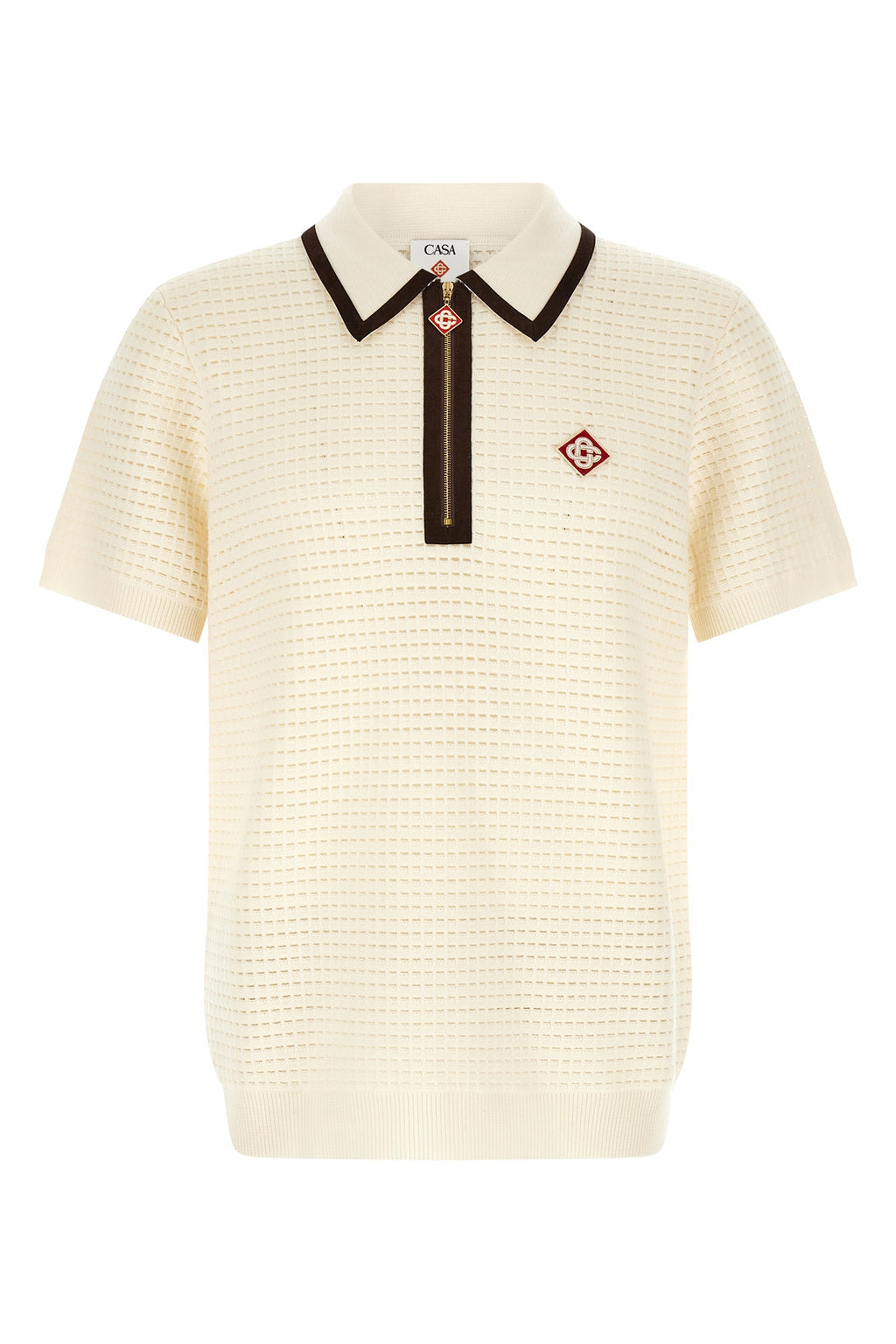 'Waffle stitch' knit polo shirt