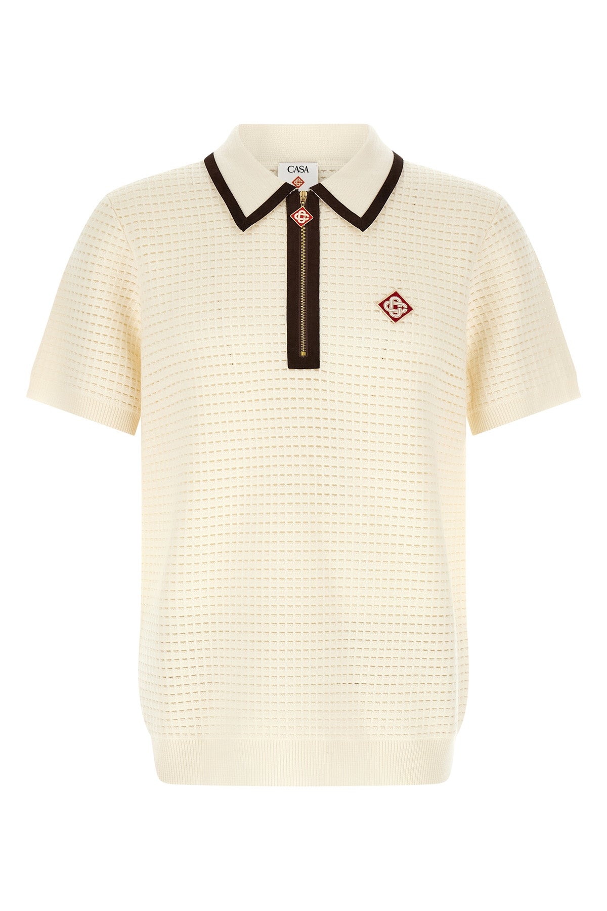 'Waffle stitch' knit polo shirt
