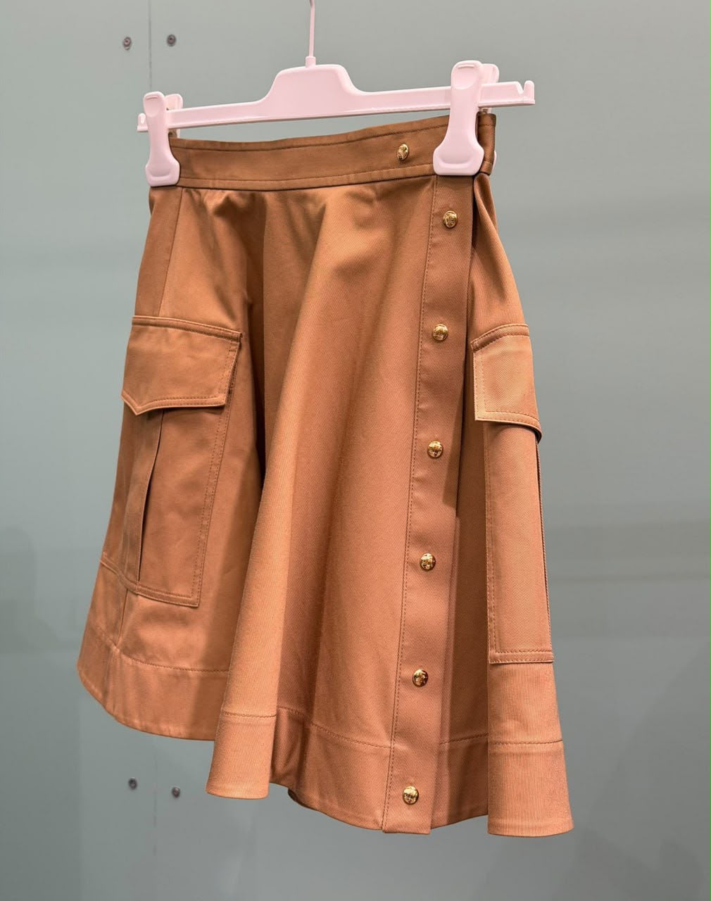 Cargo Mini Skirt with Gold-Tone Buttons