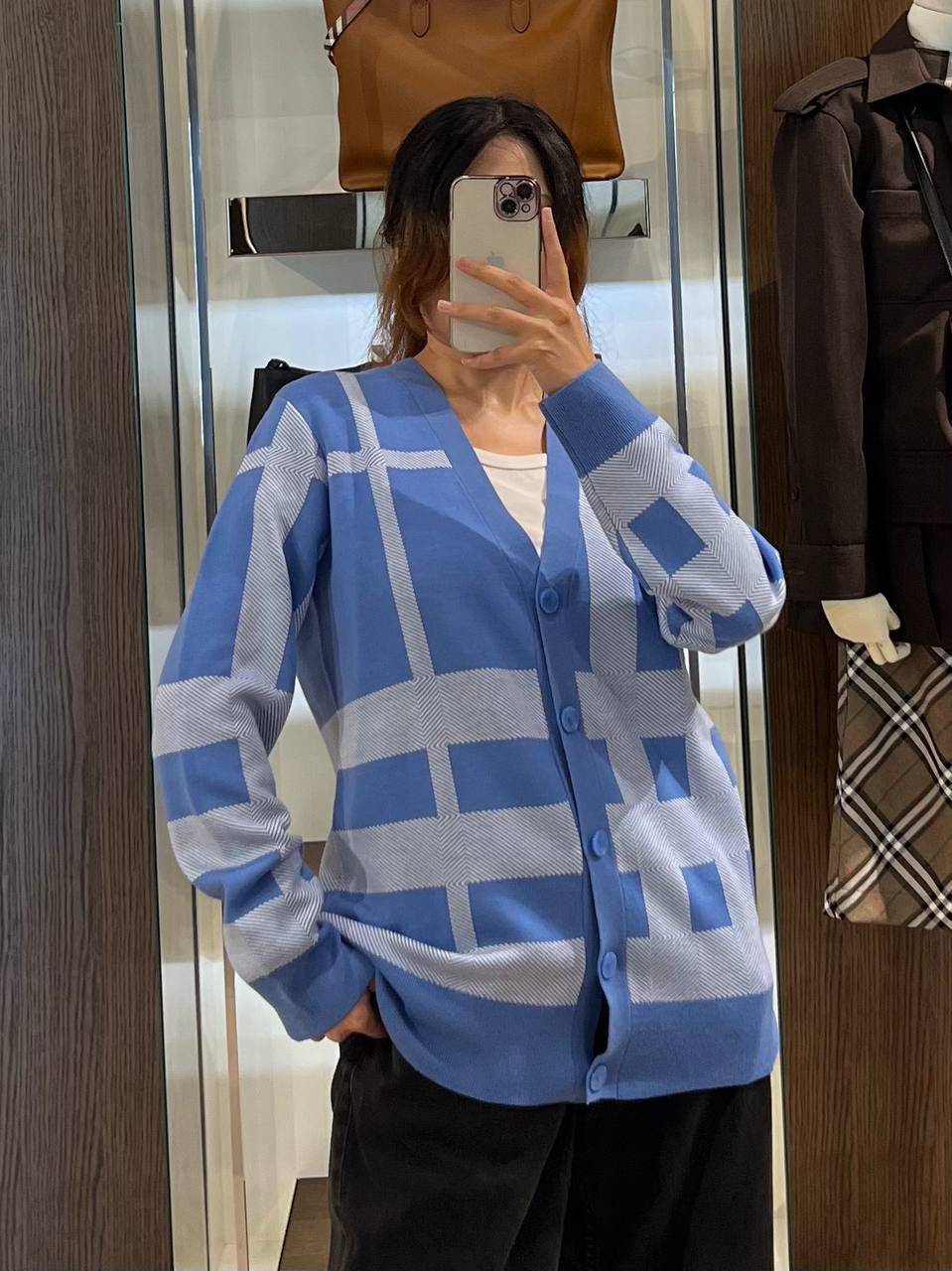 Check Wool Blend Cardigan