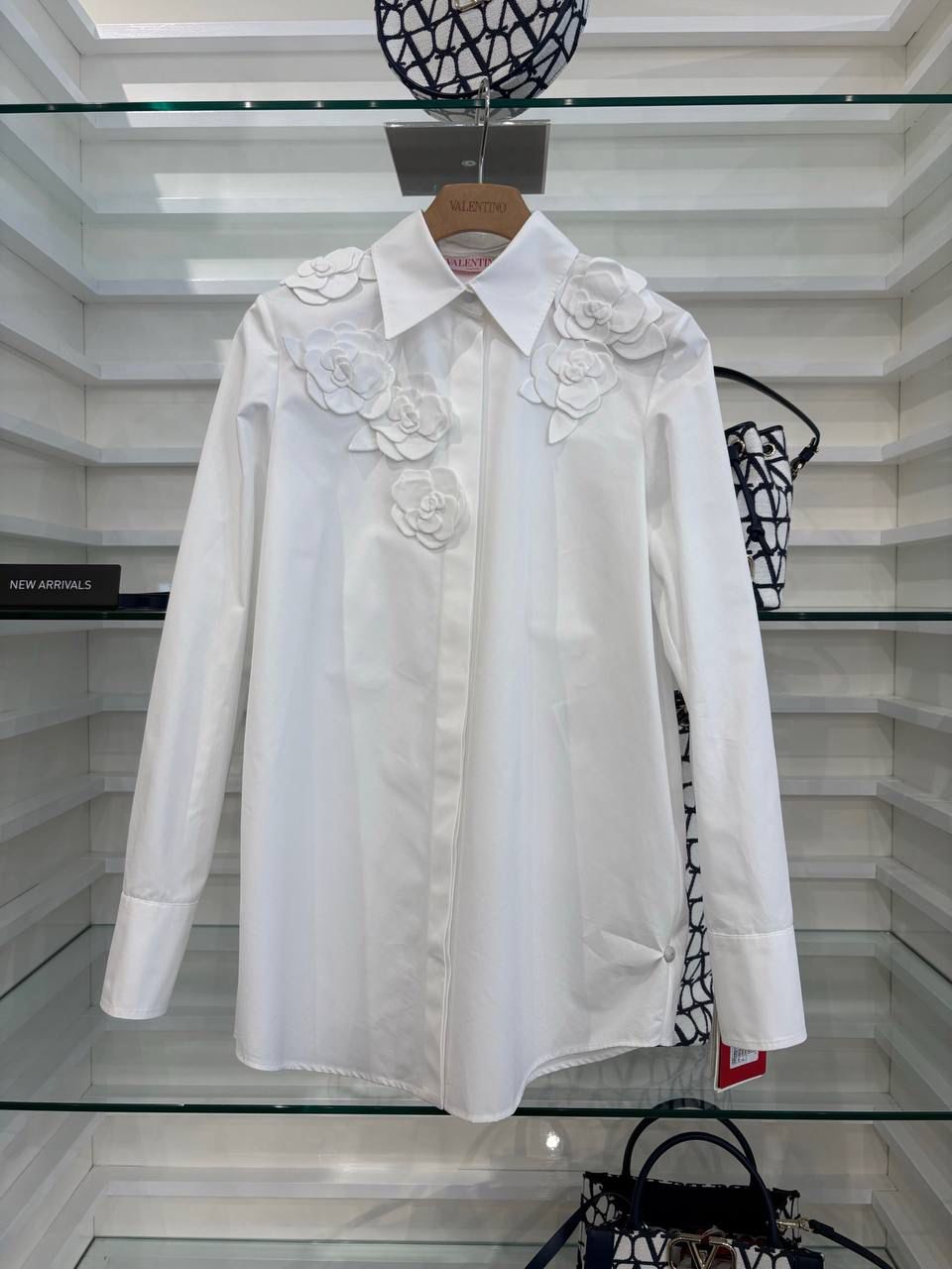 Poplin Shirt with Floral Appliqué