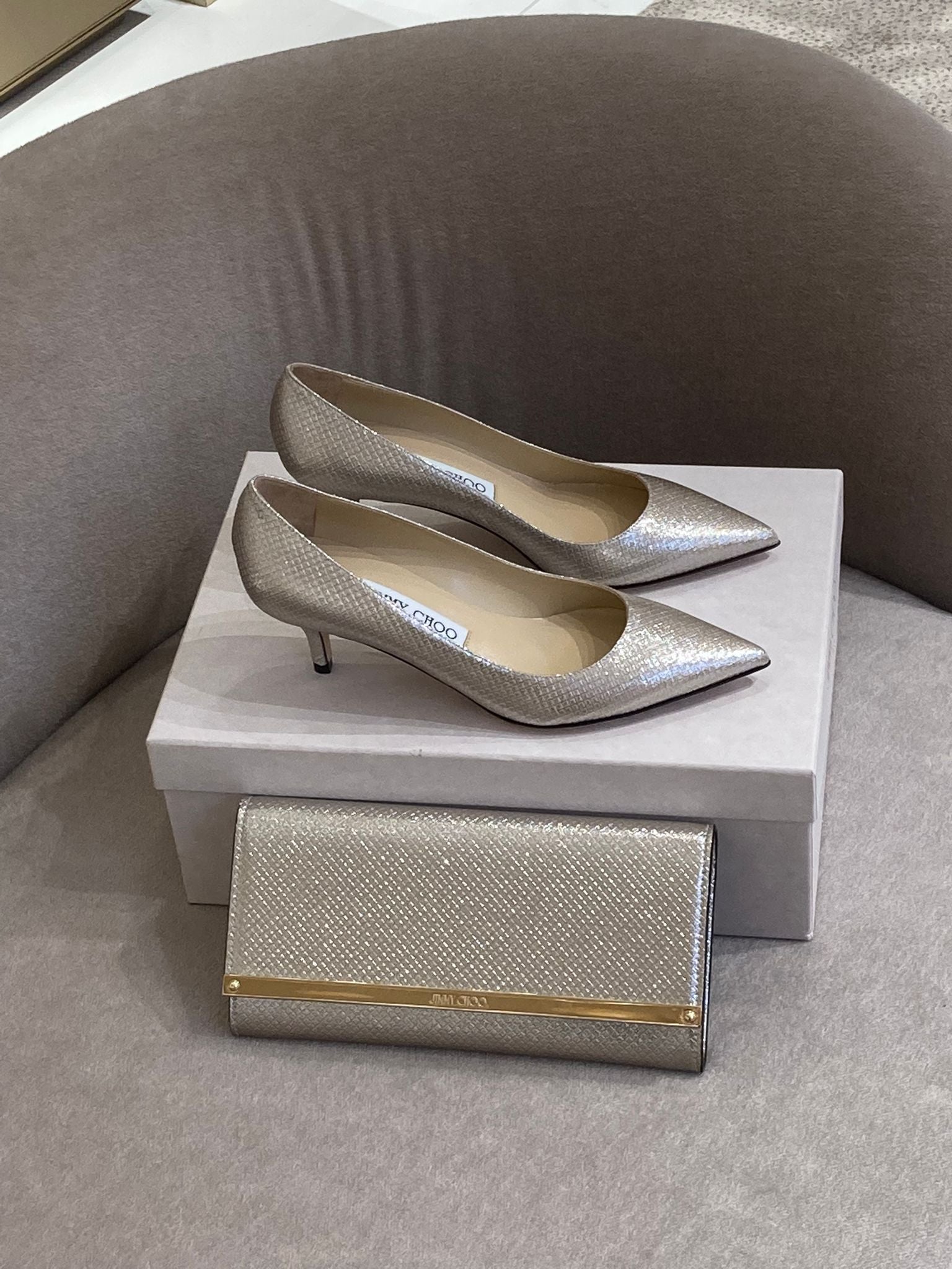 Kitten Heel Pumps and Matching Clutch