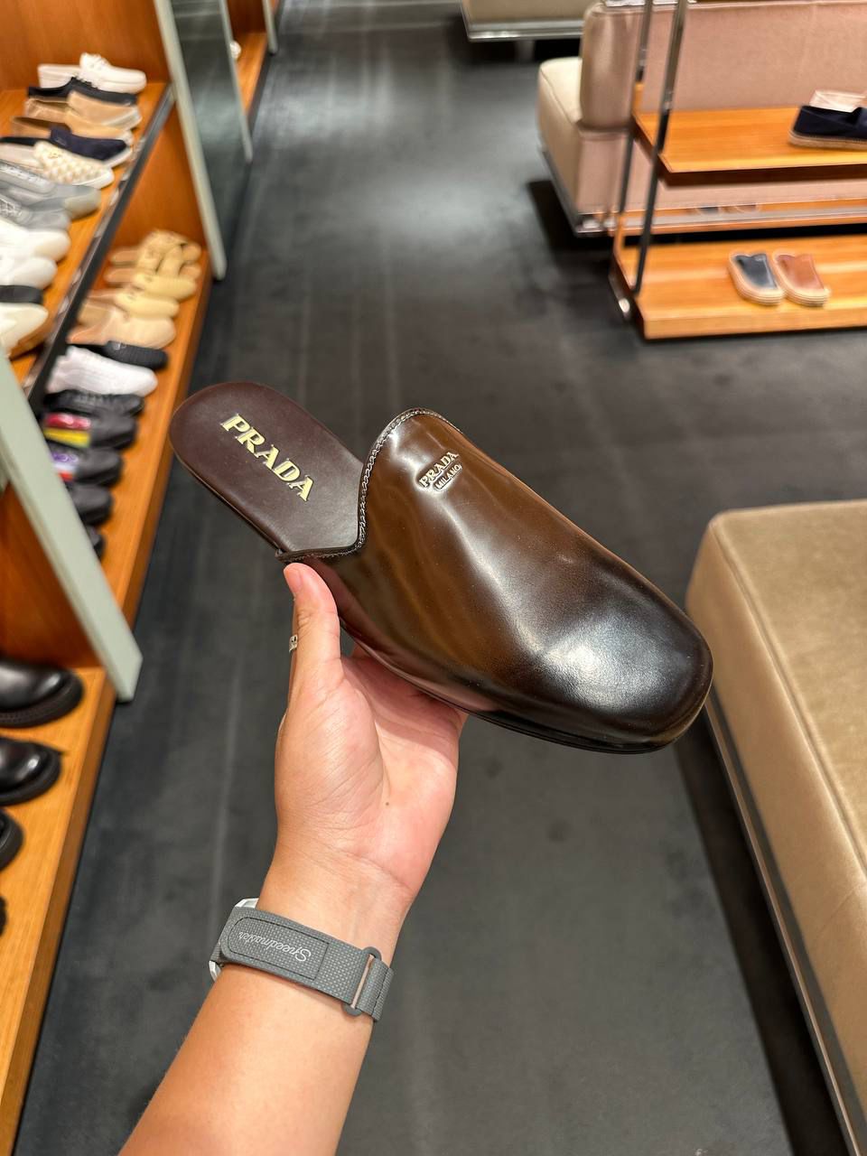 Brushed Leather Mules