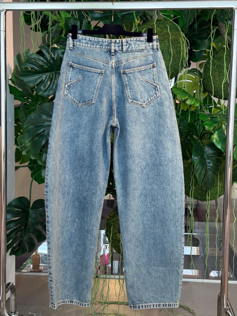 High-Rise Acid Wash Barrel Jeans